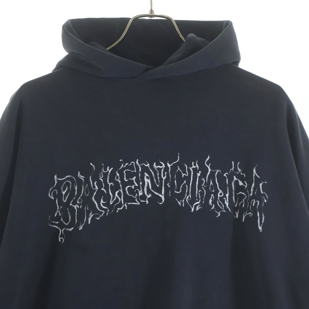 BALENCIAGA(バレンシアガ) METAL OUTLINE HOODIE フーデット プルオーバー スウェットシャツ ブラック 739024 TPV04