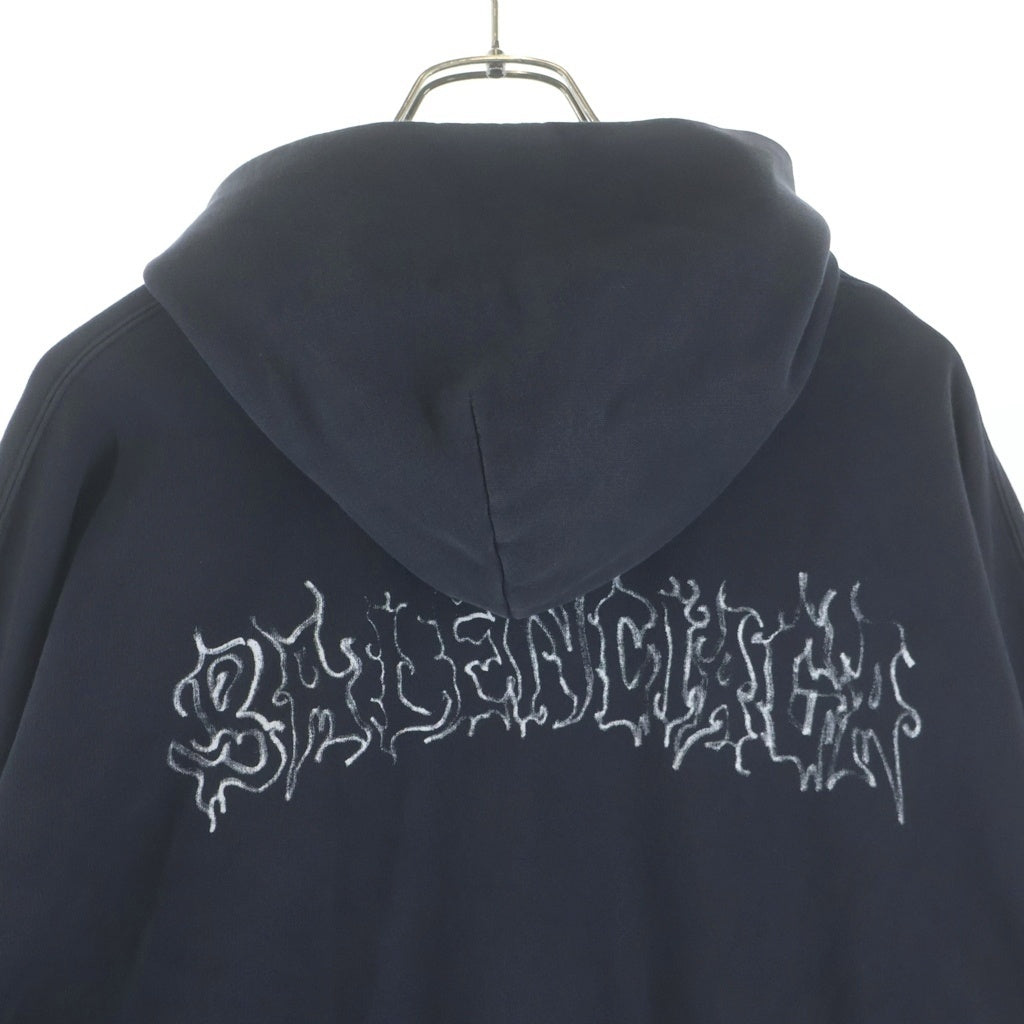 BALENCIAGA(バレンシアガ) METAL OUTLINE HOODIE フーデット プルオーバー スウェットシャツ ブラック 739024 TPV04