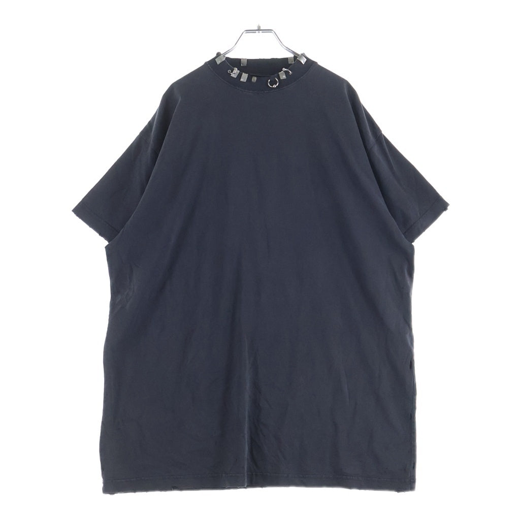 BALENCIAGA(バレンシアガ) 23AW Pierced T-Shirt ピアス デザイン デストロイ ダメージ 加工 オーバーサイズTシャツ ブラック 761460 TPVD4