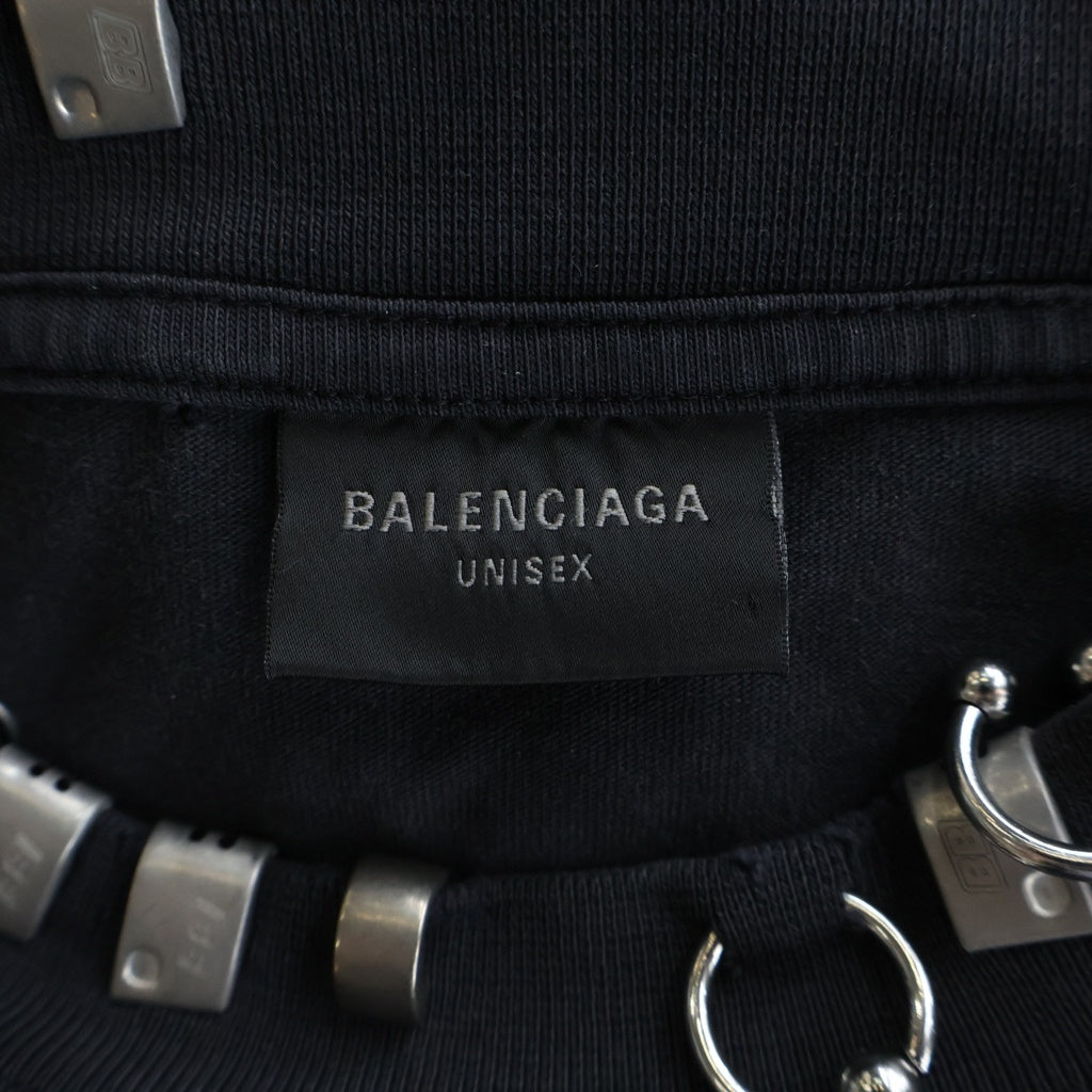 BALENCIAGA(バレンシアガ) 23AW Pierced T-Shirt ピアス デザイン デストロイ ダメージ 加工 オーバーサイズTシャツ ブラック 761460 TPVD4