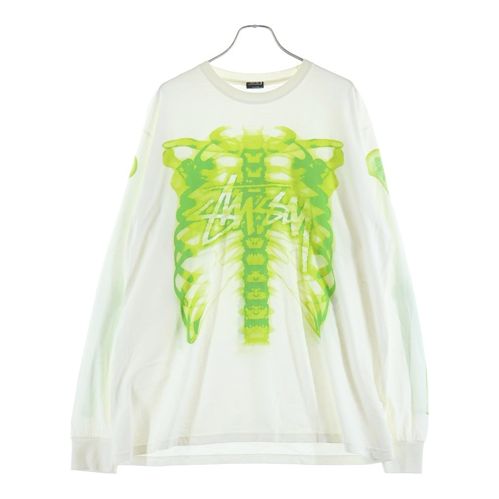 STUSSY(ステューシー) Rib Cage 3M LS Tee リブ ケージプリント 長袖Tシャツ ホワイト
