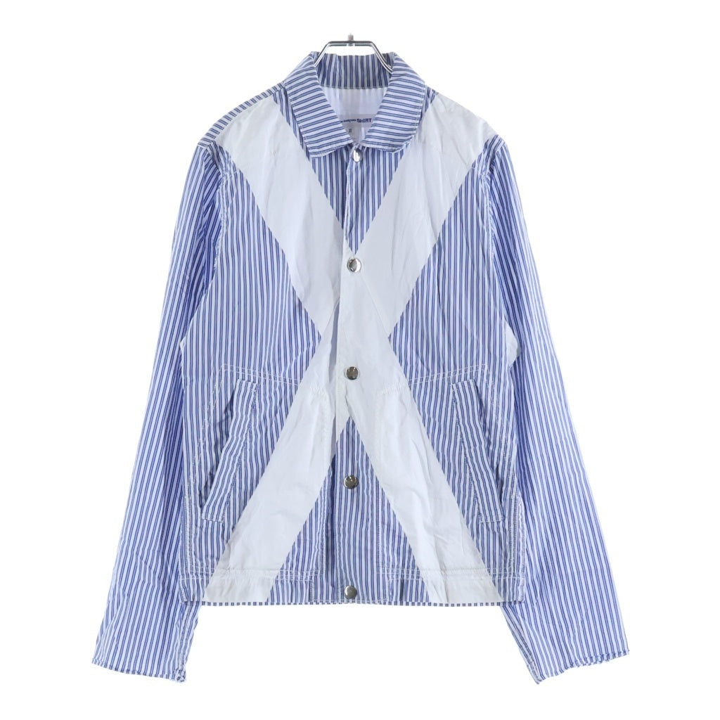 COMME des GARCONS コムデギャルソン 19SS パネル ストライプ シャツ ジャケット ブルー/ホワイト S27165 COMME des GARCONS(コムデギャルソン) 19SS パネル ストライプ シャツ