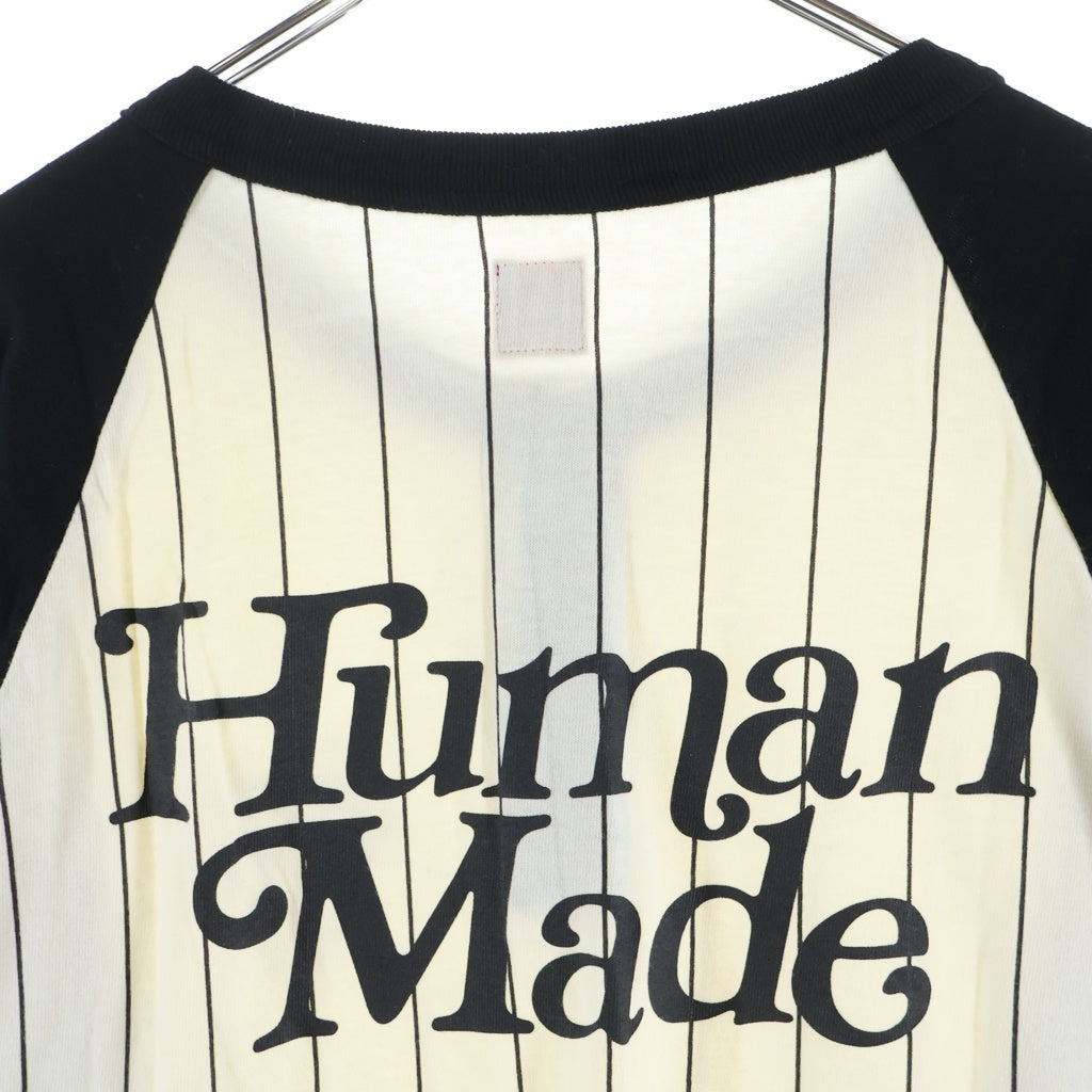 HUMAN MADE(ヒューマンメイド) Girls Don't Cry xガールズ ドント クライ GDC ベースボール 3/4 Tシャツ ホワイト/ブラック