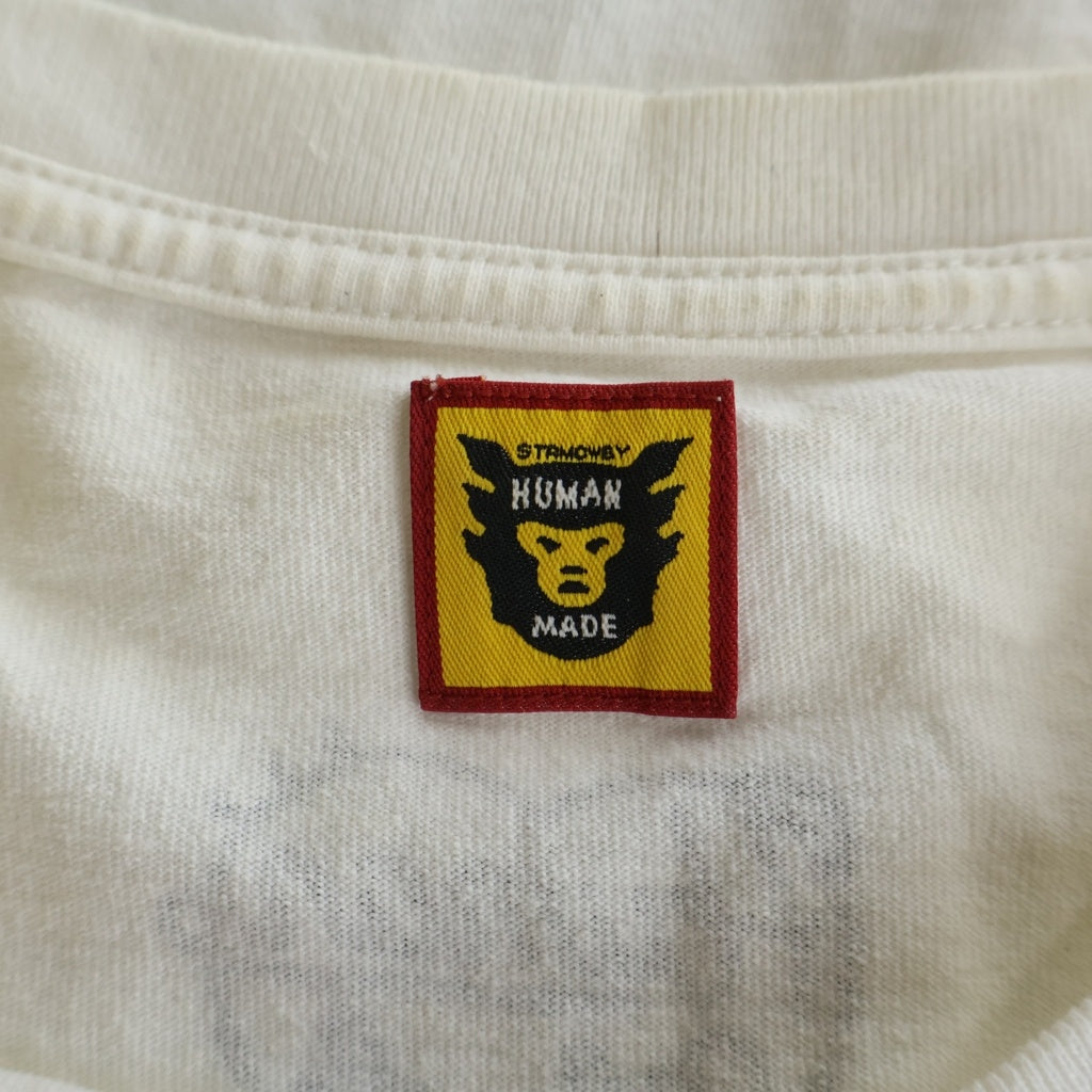 HUMAN MADE(ヒューマンメイド) フロント ハートロゴグラフィック プリント クルーネック 長袖 ロングスリーブTシャツ カットソー ホワイト