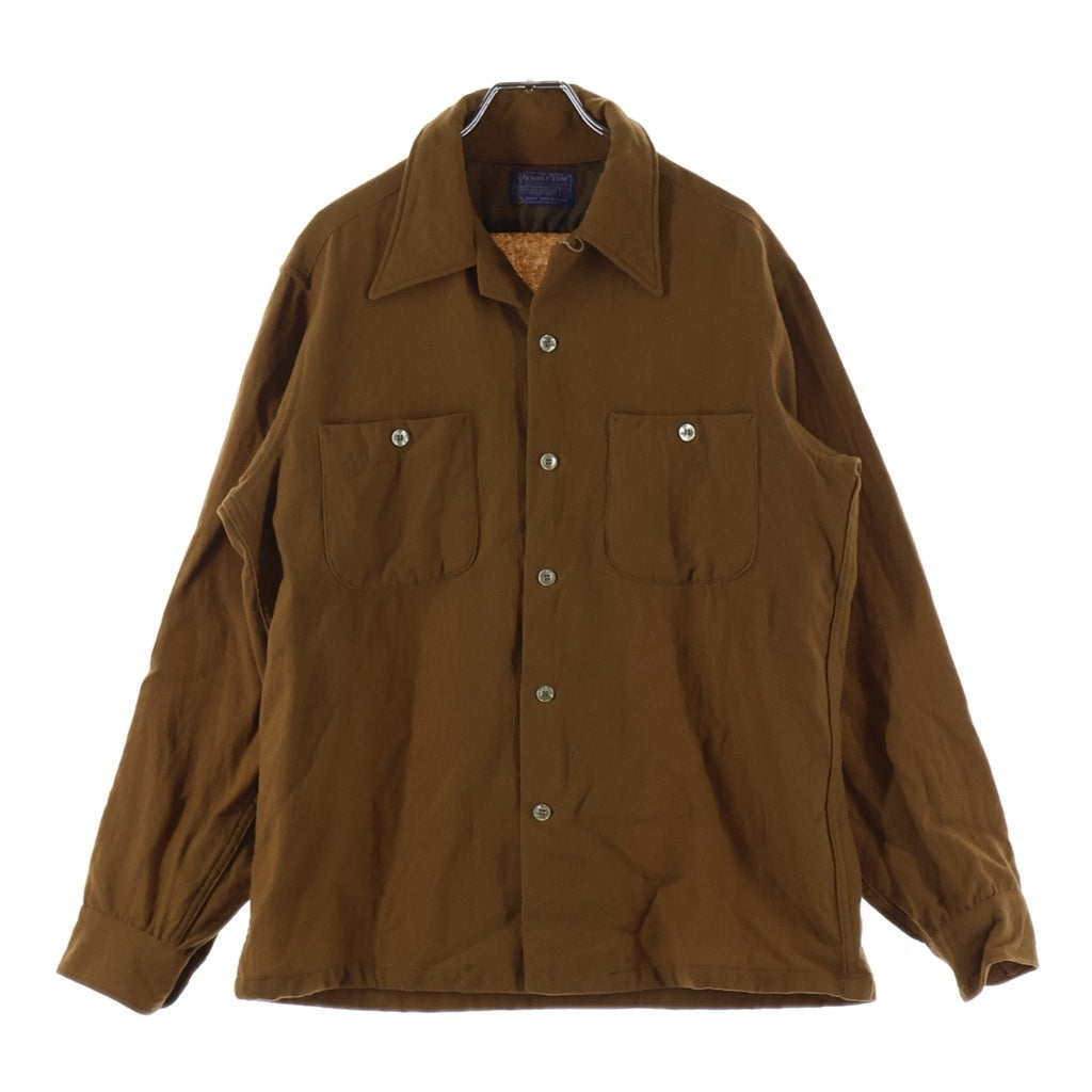 PENDLETON ペンドルトン 70s VINTAGE ヴィンテージ ウール オープンカラー 長袖シャツ ブラウン PENDLETON(ペンドルトン) 70s VINTAGE ヴィンテージ ウール オープン