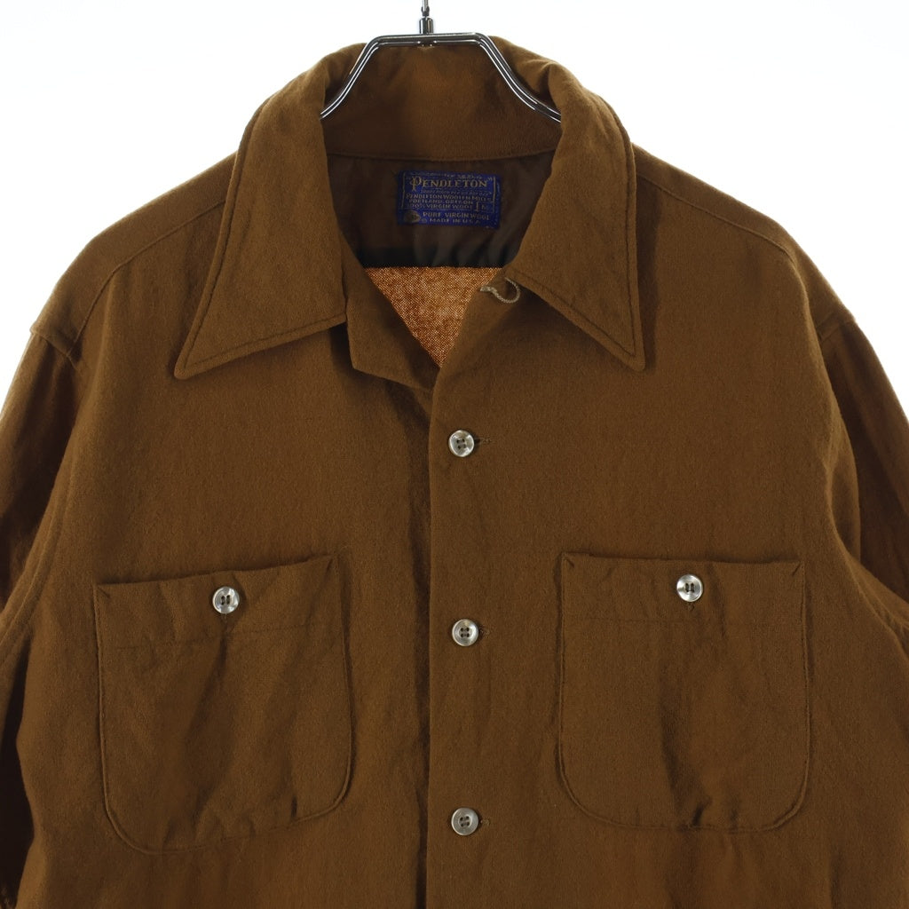 PENDLETON(ペンドルトン) 70s VINTAGE ヴィンテージ ウール オープンカラー 長袖シャツ ブラウン