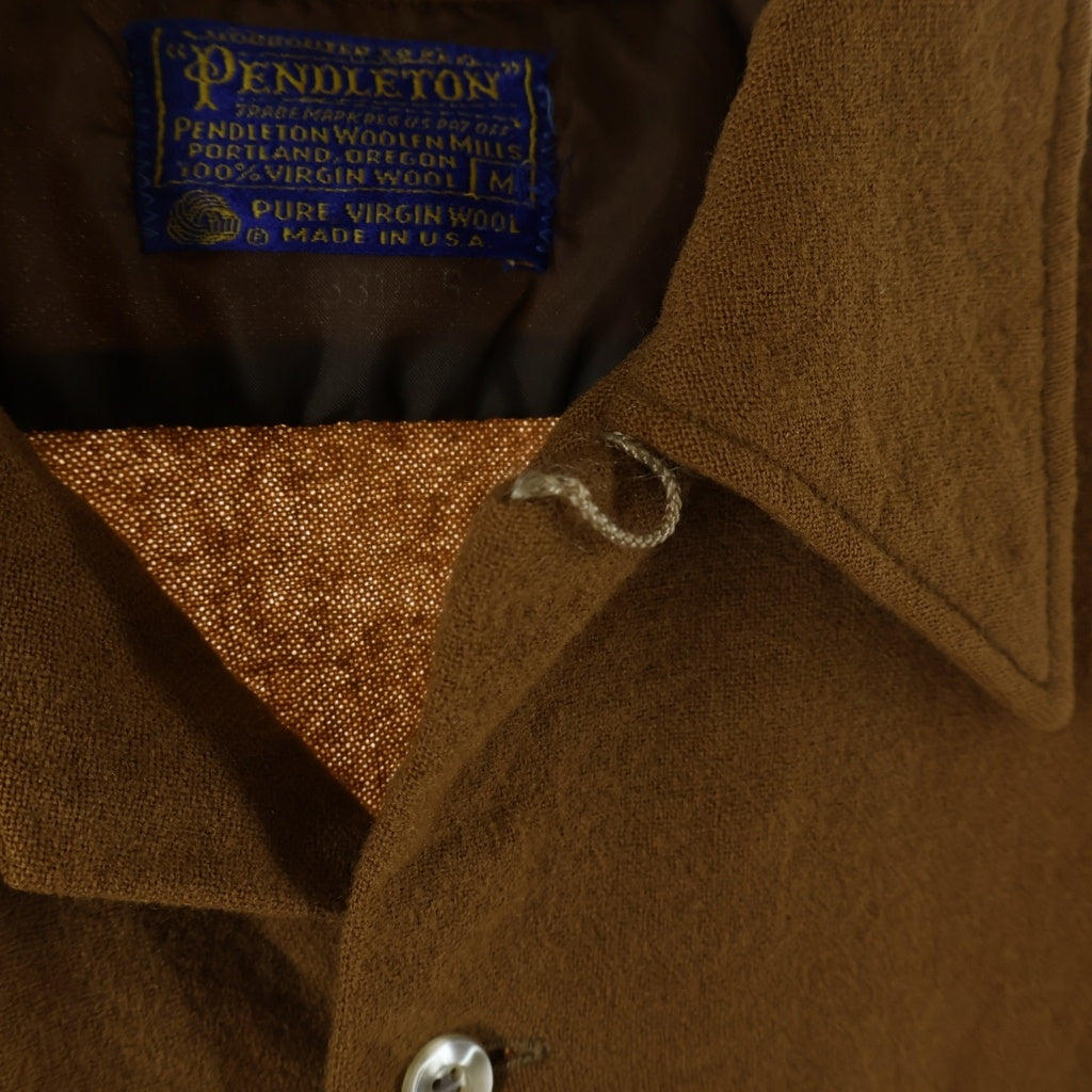 PENDLETON(ペンドルトン) 70s VINTAGE ヴィンテージ ウール オープンカラー 長袖シャツ ブラウン