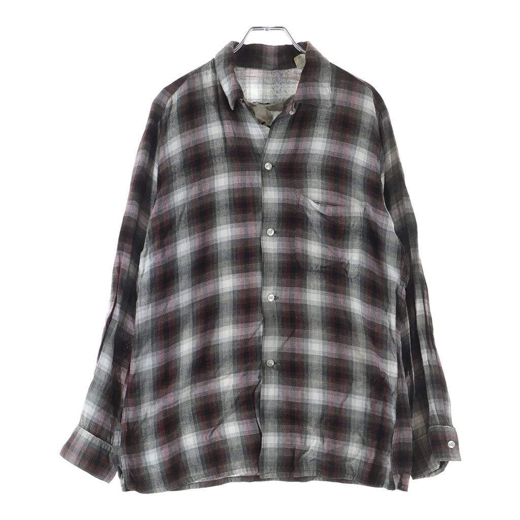 VINTAGE(ヴィンテージ) 50S-60S VINTAGE ARROW アロー レーヨン オンブレチェック 長袖シャツ レッド/グレー
