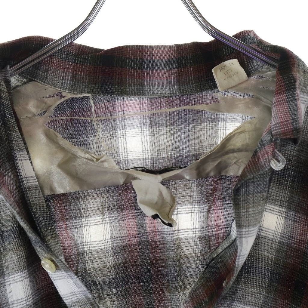 VINTAGE(ヴィンテージ) 50S-60S VINTAGE ARROW アロー レーヨン オンブレチェック 長袖シャツ レッド/グレー