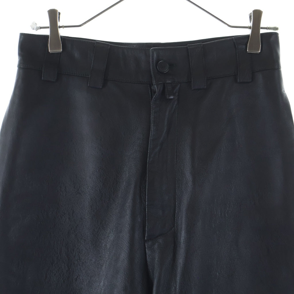 BALENCIAGA(バレンシアガ) Lambskin leather straight leg pants ラムレザー ストレート レッグパンツ ブラック 662538 TKS33