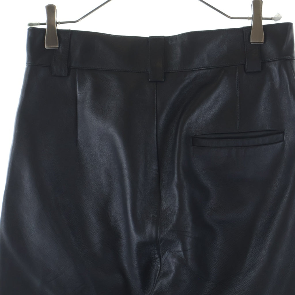 BALENCIAGA(バレンシアガ) Lambskin leather straight leg pants ラムレザー ストレート レッグパンツ ブラック 662538 TKS33