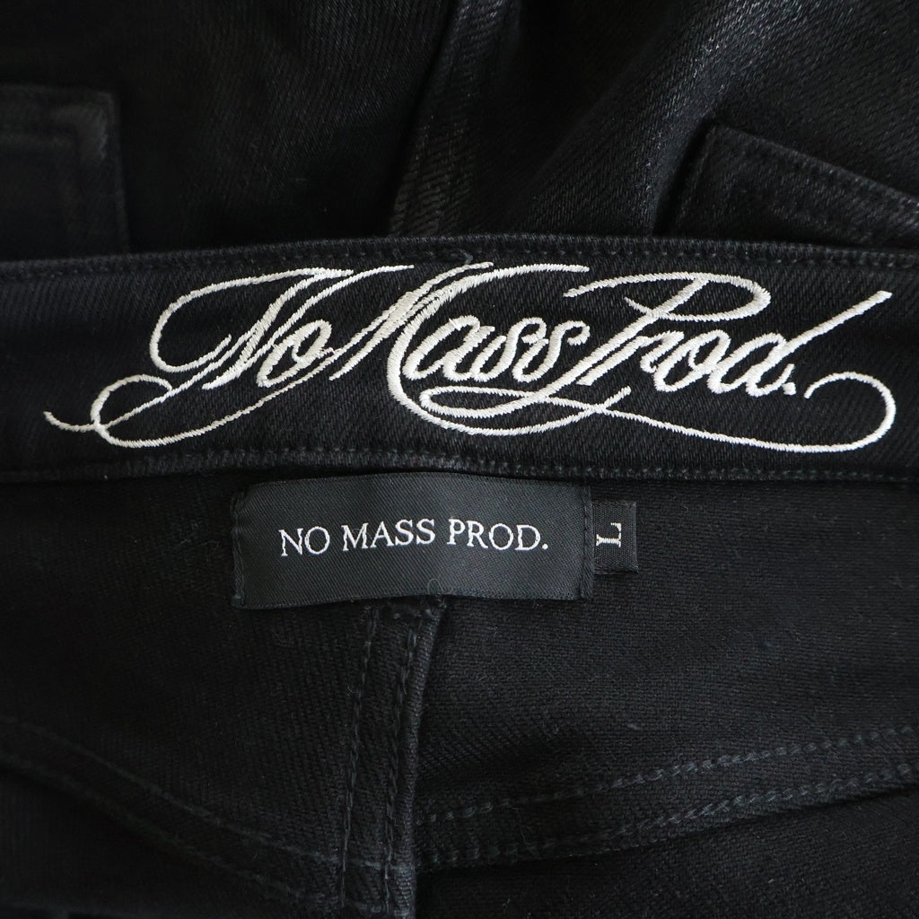 NO BRAND(ノーブランド) NO MASS PROD.ノー マス プロド ワックス加工 ストレート デニム パンツ ブラック