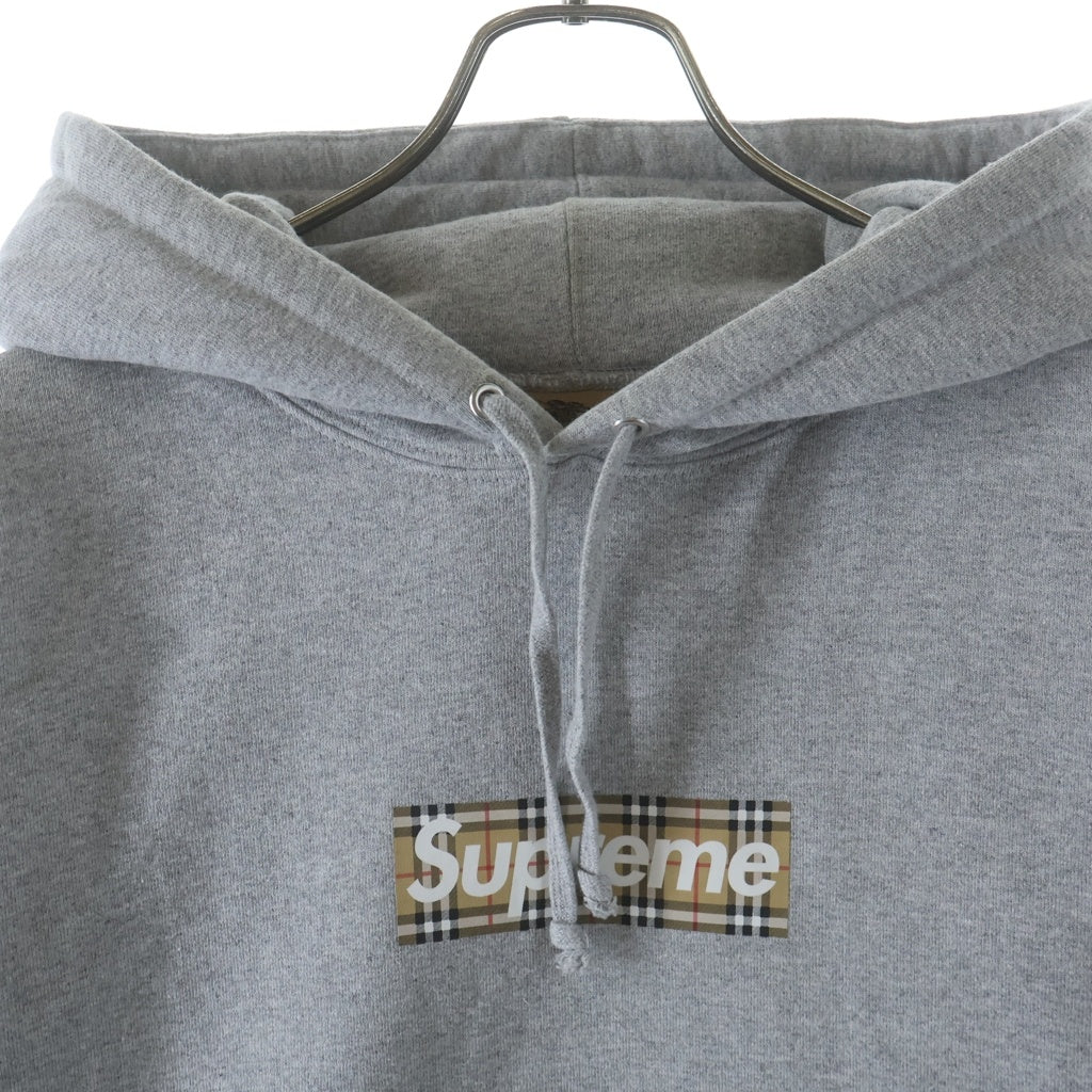 SUPREME(シュプリーム) 22SS×Burberry Box Logo Hooded Sweatshirt バーバリー ボックスロゴフーデッドスウェットプルオーバーパーカー グレー