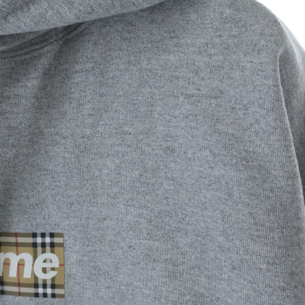 SUPREME(シュプリーム) 22SS×Burberry Box Logo Hooded Sweatshirt バーバリー ボックスロゴフーデッドスウェットプルオーバーパーカー グレー