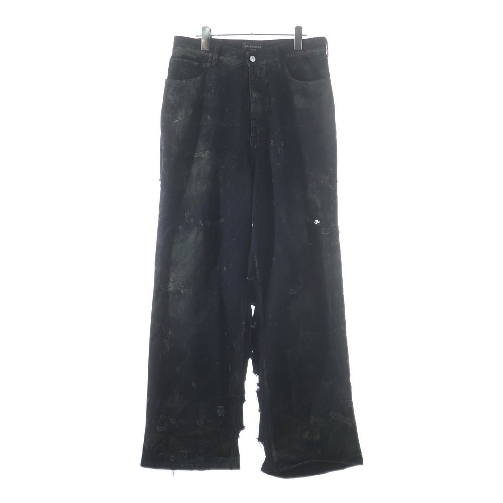 BALENCIAGA(バレンシアガ) 23SS SUPER DESTROYED BAGGY スーパーデトロイトダメージ加工バギーデニムパンツ ブラック 745248 TBP47