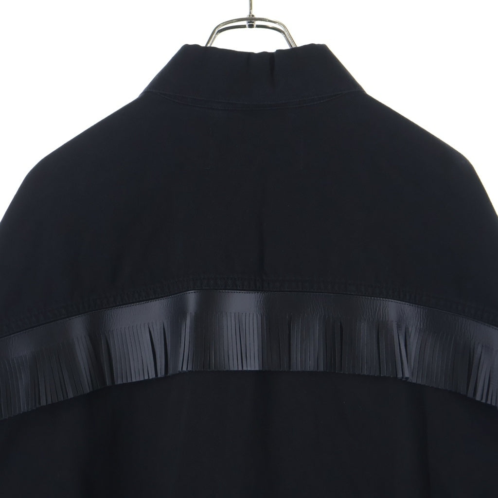 RAF SIMONS(ラフシモンズ) Big fit jacket with leather fringes and studs レザーフリンジ&スタッズ デニムジャケット ブラック 231-725