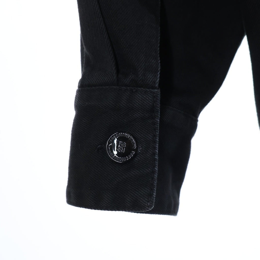 RAF SIMONS(ラフシモンズ) Big fit jacket with leather fringes and studs レザーフリンジ&スタッズ デニムジャケット ブラック 231-725