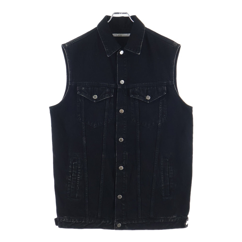 JOHN LAWRENCE SULLIVAN(ジョンローレンスサリバン) 22SS WASHED DENIM SLEEVELESS ウォッシュドデニム スリーブレスジャケット ブラック 1C023-0322-36