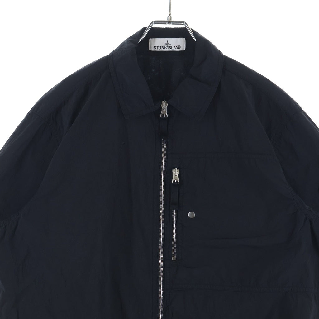 STONE ISLAND(ストーンアイランド) NYLON METAL IN ECONYL SHORT SLEEVE SHIRT ナイロン メタル 半袖 シャツ ブラック K2S151200035S0019