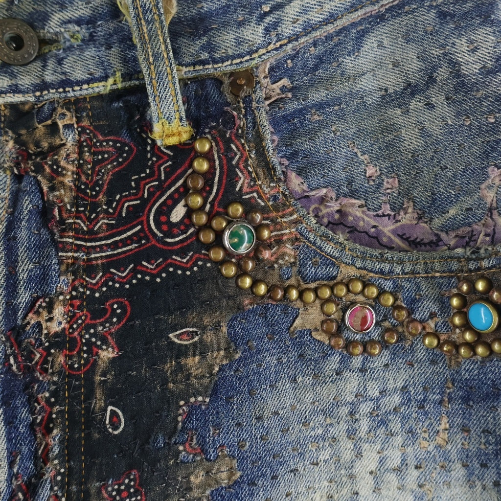 PROLETA RE ART(プロレタリアート) UROBOROS DENIM PANTS ウロボロスデニムパンツ ストレートデニムパンツ マルチ