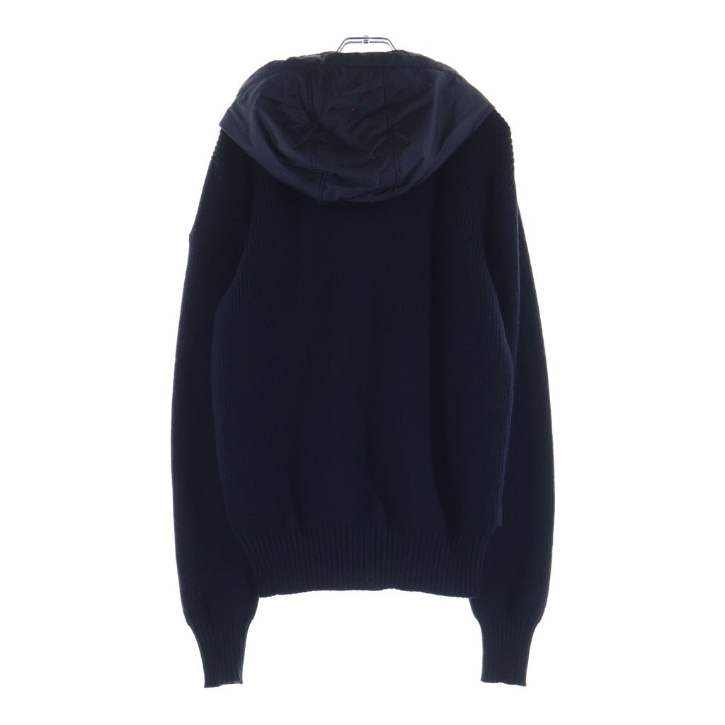 MONCLER(モンクレール) 18AW MAGLIONE TRICOT CARDIGAN ナイロン ニット切り替えジップアップフーディー ネイビー C20919409700