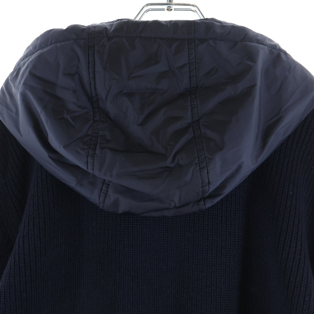MONCLER(モンクレール) 18AW MAGLIONE TRICOT CARDIGAN ナイロン ニット切り替えジップアップフーディー ネイビー C20919409700