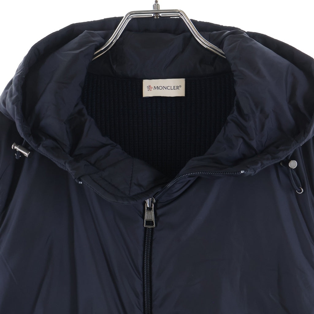MONCLER(モンクレール) 18AW MAGLIONE TRICOT CARDIGAN ナイロン ニット切り替えジップアップフーディー ネイビー C20919409700