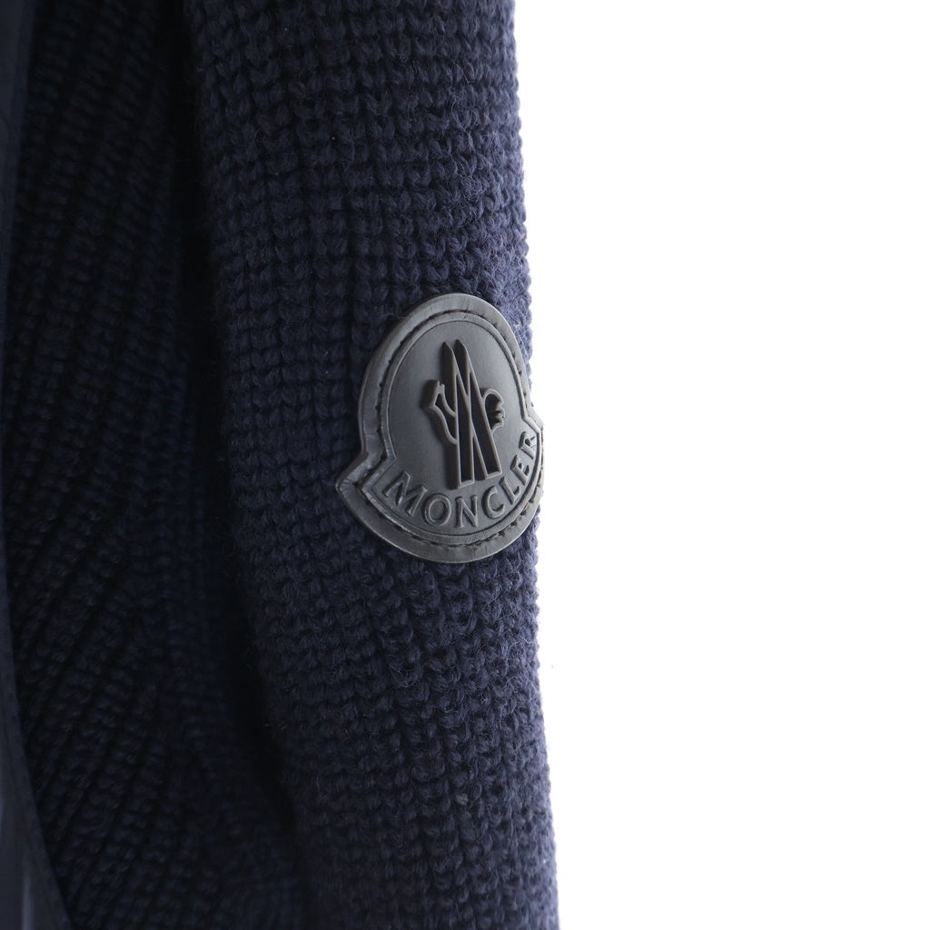 MONCLER(モンクレール) 18AW MAGLIONE TRICOT CARDIGAN ナイロン ニット切り替えジップアップフーディー ネイビー C20919409700