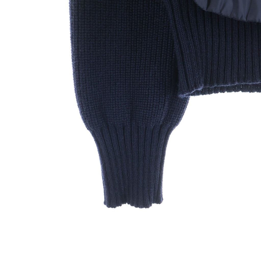 MONCLER(モンクレール) 18AW MAGLIONE TRICOT CARDIGAN ナイロン ニット切り替えジップアップフーディー ネイビー C20919409700