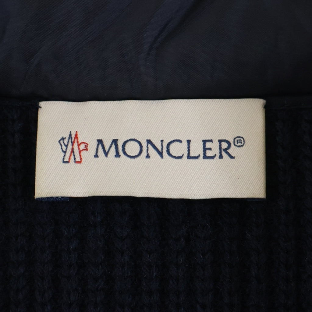 MONCLER(モンクレール) 18AW MAGLIONE TRICOT CARDIGAN ナイロン ニット切り替えジップアップフーディー ネイビー C20919409700