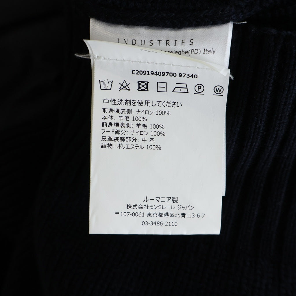 MONCLER(モンクレール) 18AW MAGLIONE TRICOT CARDIGAN ナイロン ニット切り替えジップアップフーディー ネイビー C20919409700
