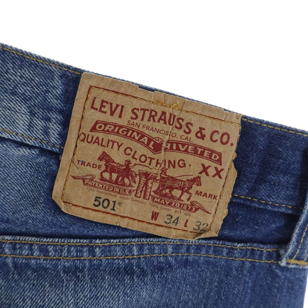 Levi's(リーバイス) ×STUSSY 501 ステューシー ダメージ加工 ボタンフライ ストレート デニムパンツ インディゴ