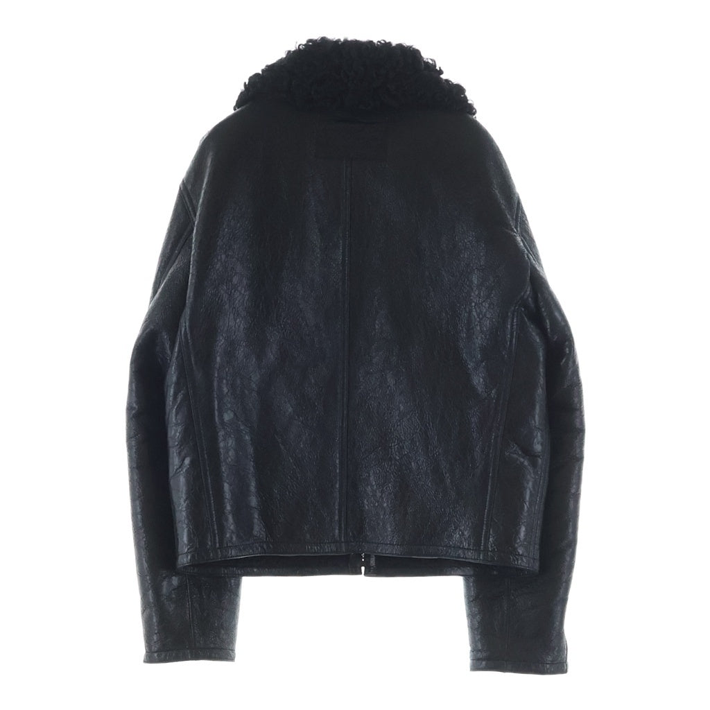 Acne Studios(アクネ ストゥディオズ) Leather Shearling Jacket Black リアルファー ジップ アップ レザー ジャケット ブラック FN-MN-LEAT000269