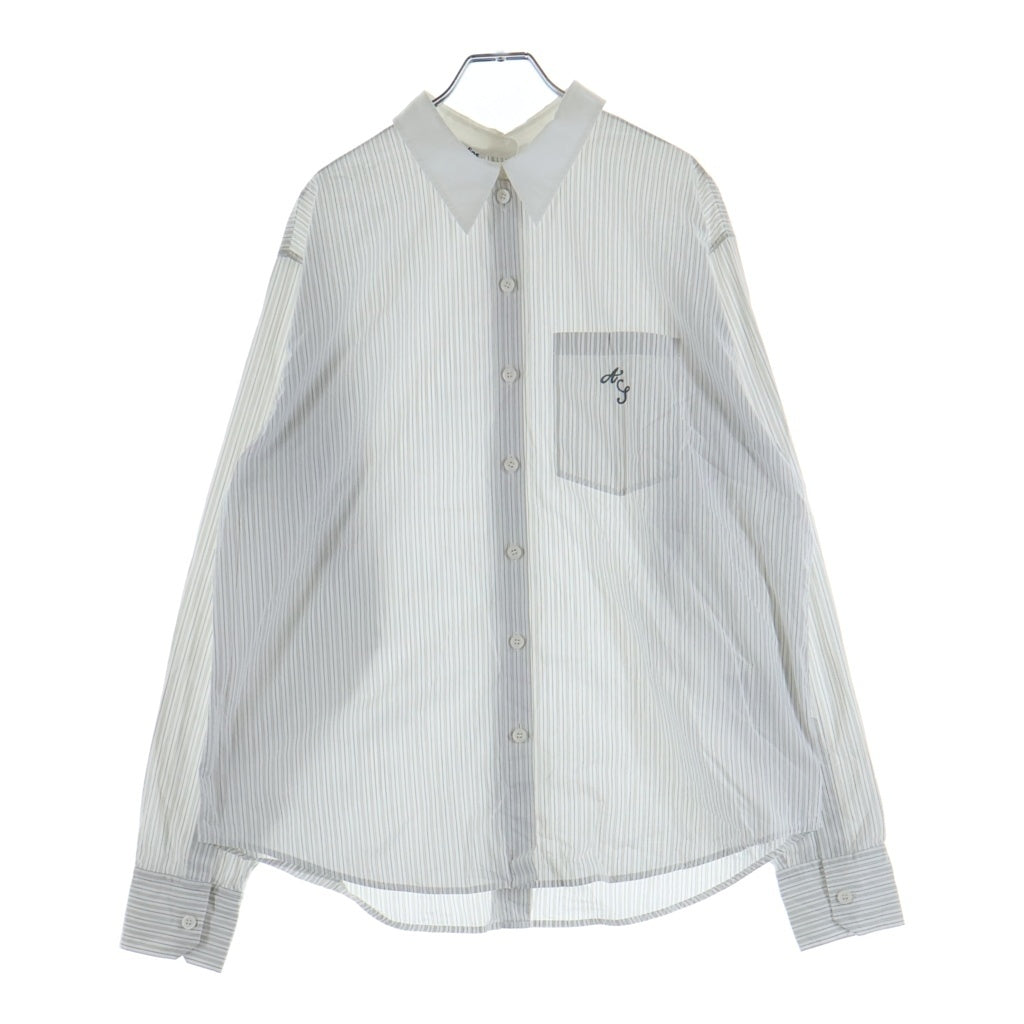 Acne Studios(アクネ ストゥディオズ) 24SS Striped Butto Up Shirt ストライプボタンアップ長袖シャツ ホワイト レディース AC0663