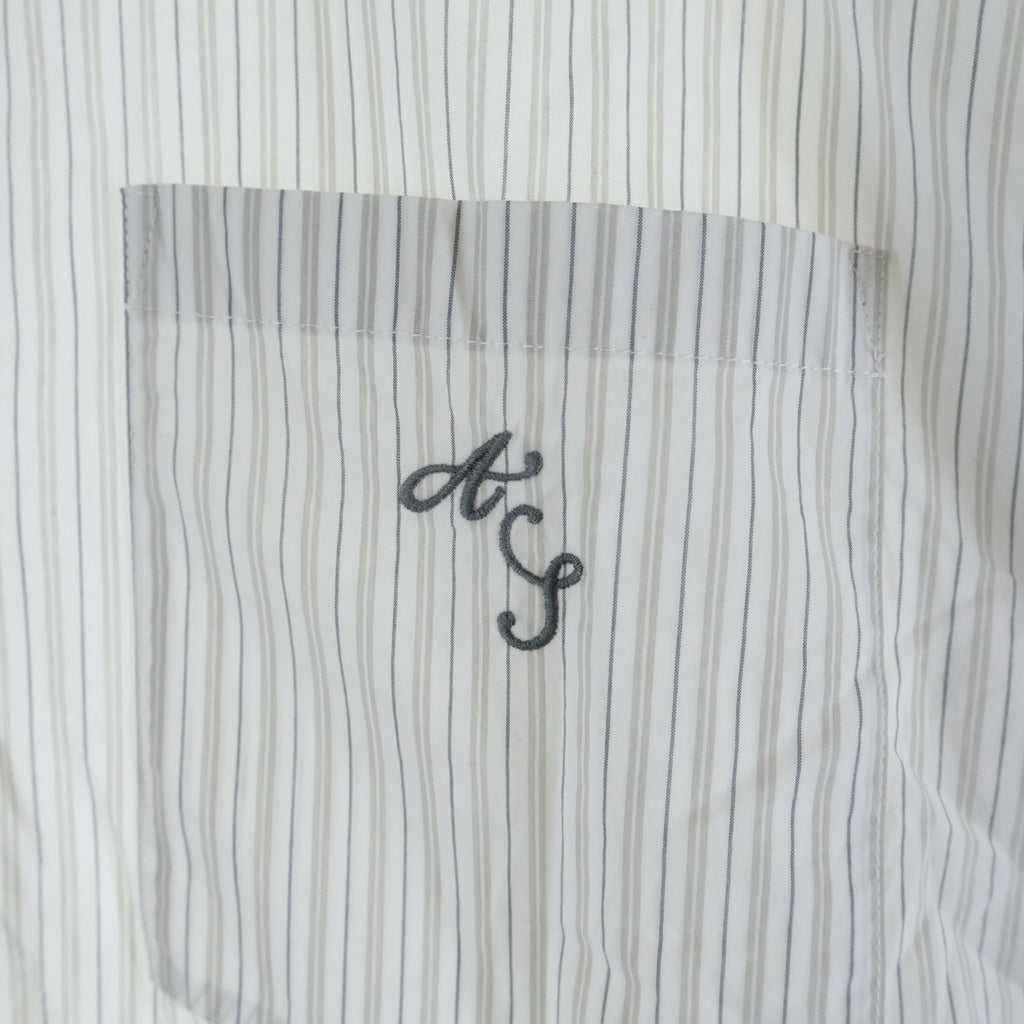 Acne Studios(アクネ ストゥディオズ) 24SS Striped Butto Up Shirt ストライプボタンアップ長袖シャツ ホワイト レディース AC0663