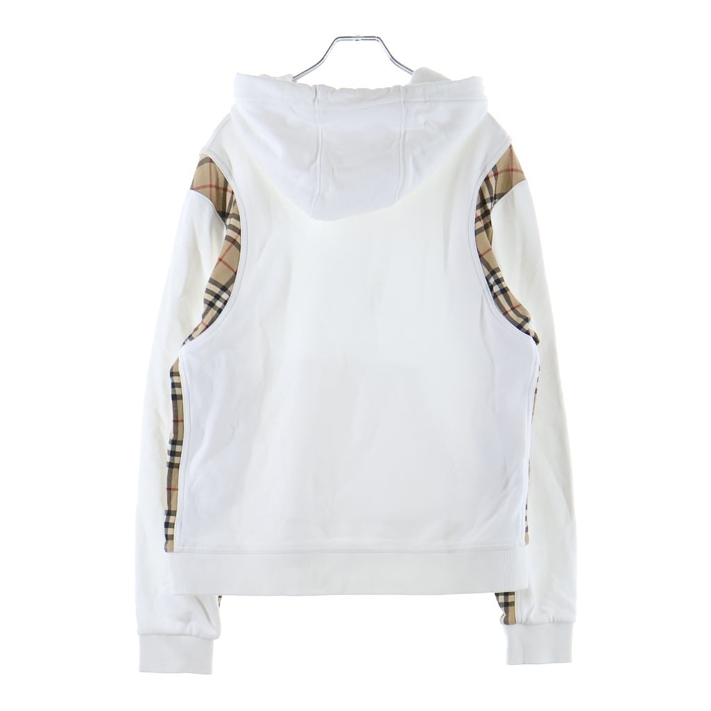 BURBERRY(バーバリー) ヴィンテージチェックパネル スウェット プルオーバーパーカー ホワイト/ブラウン レディース 8032129