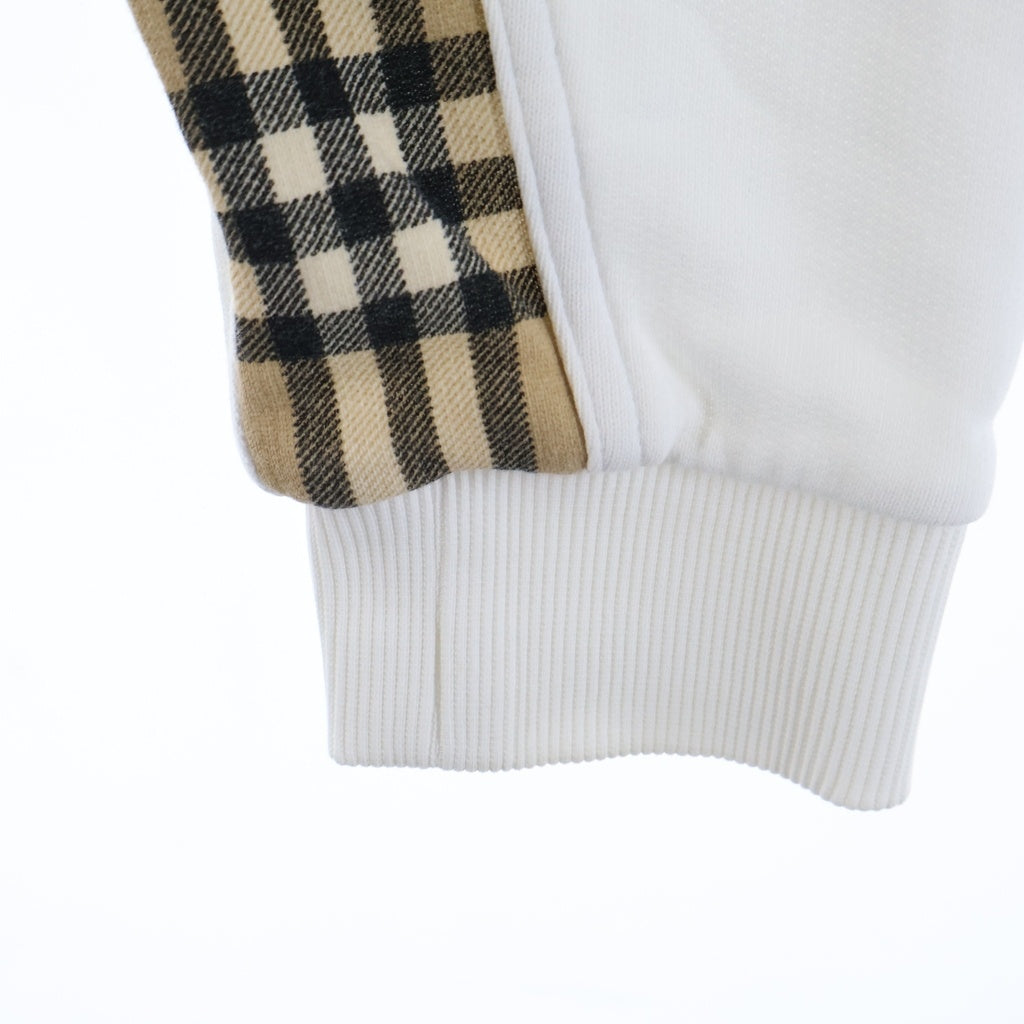 BURBERRY(バーバリー) ヴィンテージチェックパネル スウェット プルオーバーパーカー ホワイト/ブラウン レディース 8032129