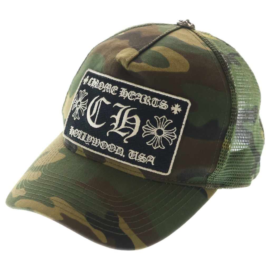 CHROME HEARTS(クロムハーツ) OLD TRUCKER CAP オールドトラッカーキャップ CHパッチクロスボール付カモフラメッシュ帽子 カーキ レディース