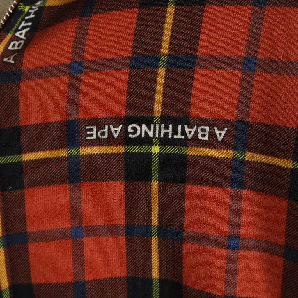 A BATHING APE(アベイシングエイプ) SHARKFULLZIPHOODIE チェック柄 シャークジップフーディー パーカー オレンジ 001ZPI301004M