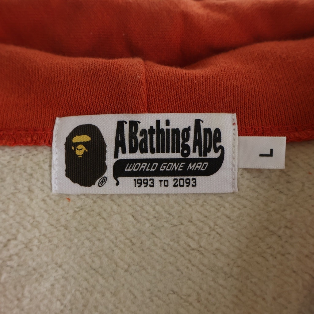 A BATHING APE(アベイシングエイプ) SHARKFULLZIPHOODIE チェック柄 シャークジップフーディー パーカー オレンジ 001ZPI301004M