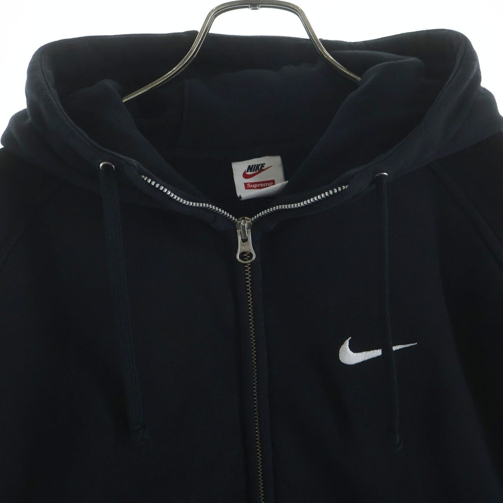 SUPREME(シュプリーム) 25SS ×NIKE Zip Up Hooded Sweatshirt ロゴデザイン ジップアップ フーデッド スウェット パーカー ブラック HF9633-010
