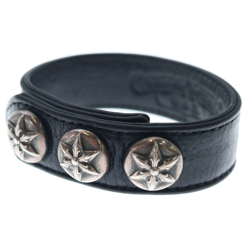 CHROME HEARTS(クロムハーツ) 3BTN 2SNP スターボール 3ボタン2スナップ レザーブレスレット ブラック/シルバー