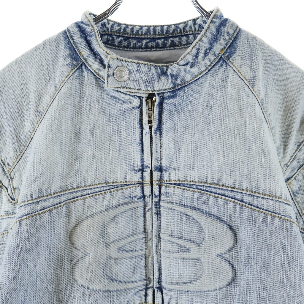 BALENCIAGA(バレンシアガ) Racer Jacket レーシング ロゴデザイン ジップアップ デニムジャケット インディゴ 790482 TNW65