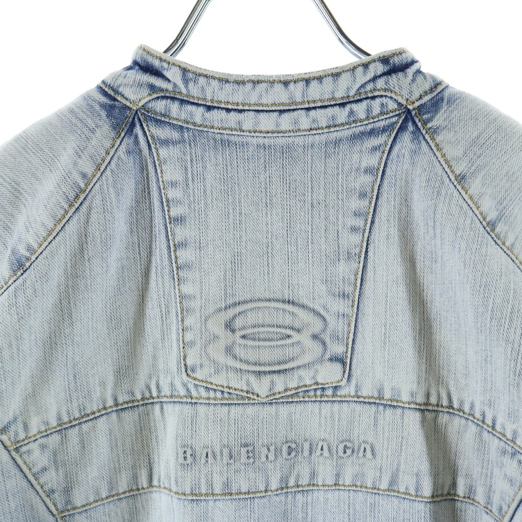 BALENCIAGA(バレンシアガ) Racer Jacket レーシング ロゴデザイン ジップアップ デニムジャケット インディゴ 790482 TNW65