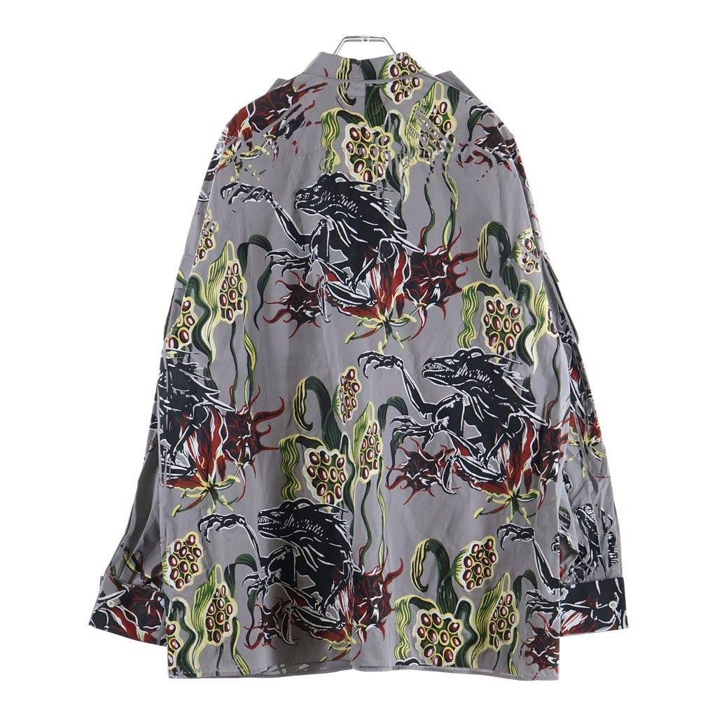 PRADA(プラダ) 24SS Print Design Oversize Shirt 胸 アーム ポケット プリントデザイン 長袖 シャツ グレー SC766