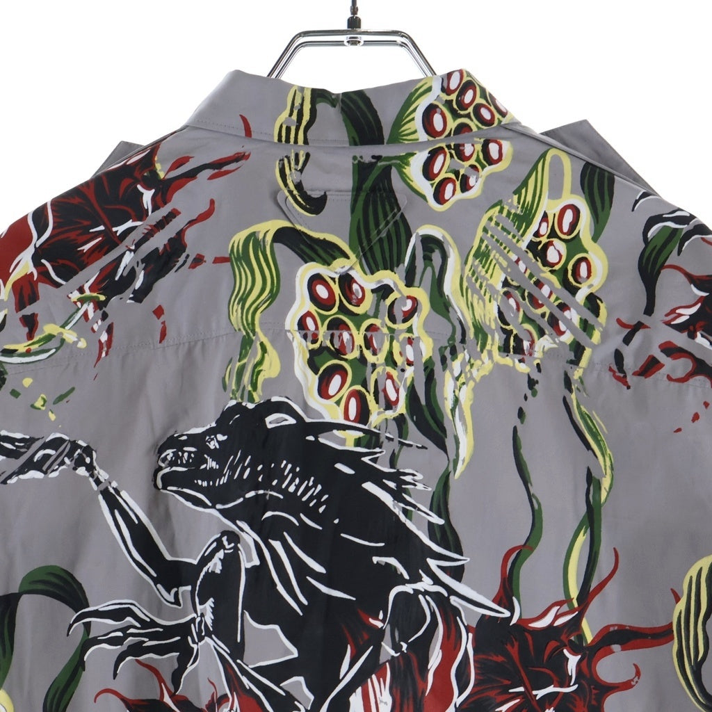 PRADA(プラダ) 24SS Print Design Oversize Shirt 胸 アーム ポケット プリントデザイン 長袖 シャツ グレー SC766