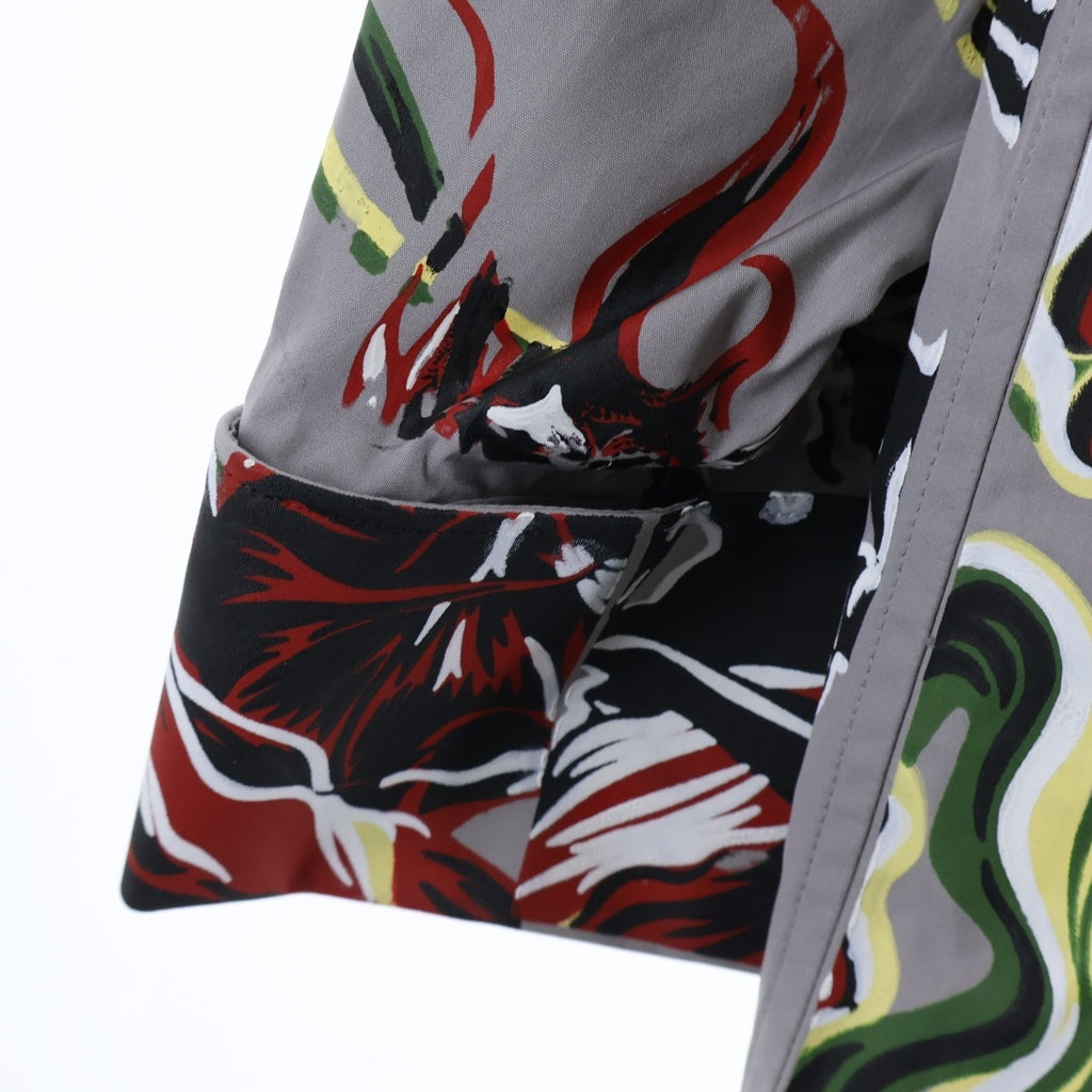 PRADA(プラダ) 24SS Print Design Oversize Shirt 胸 アーム ポケット プリントデザイン 長袖 シャツ グレー SC766