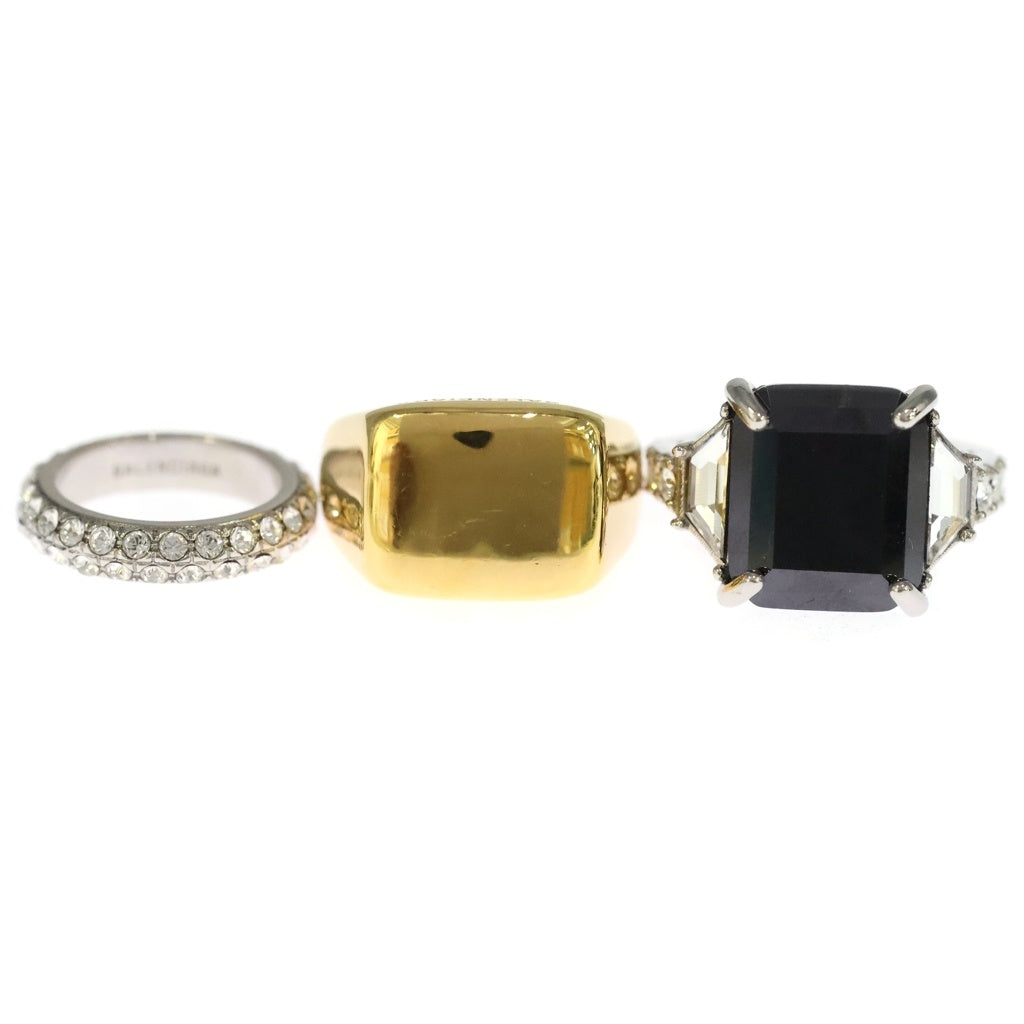 BALENCIAGA(バレンシアガ) 25SSMini Evening セット リング リサイクルブラス ジルコニア グラス リング 三本セット シルバー/ゴールド