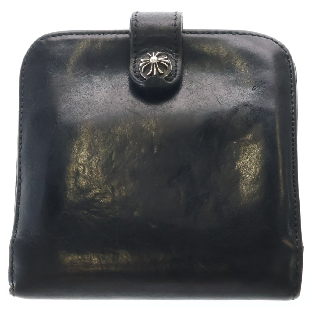CHROME HEARTS(クロムハーツ) SQ BTN BILL スクエアボタンビル フラップボタン ウォレット 二つ折り財布 ブラック