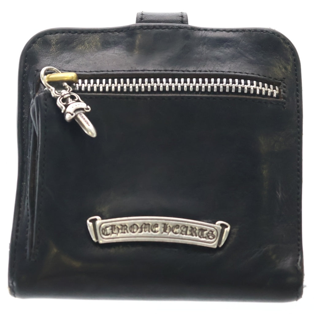 CHROME HEARTS(クロムハーツ) SQ BTN BILL スクエアボタンビル フラップボタン ウォレット 二つ折り財布 ブラック